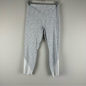 Lululemon White Gray Wunder Under Crop High Rise Roll Down Scallop Leggings 10
